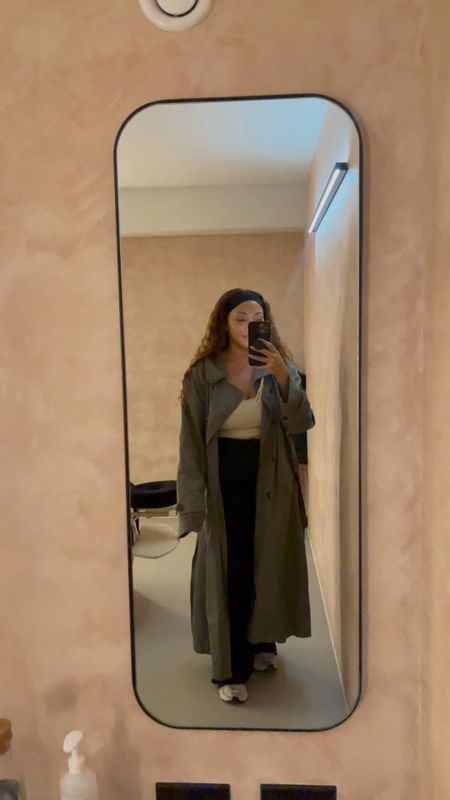 Weekday trench coat, transitional style, autumn style, New Balance trainers, autumnal inspo, neutrals, trench coat, monochrome outfit, mirror selfie, outfit inspo 

#LTKeurope #LTKstyletip #LTKSeasonal