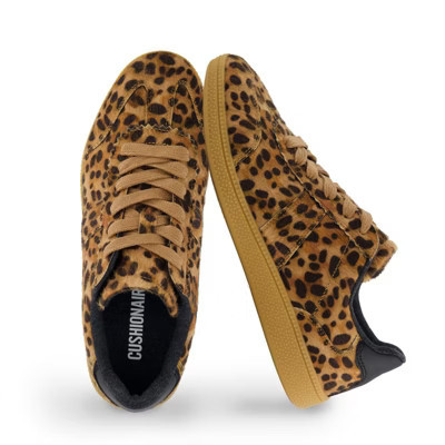 CUSHIONAIRE Bravado Women’s Leopard Print Lace-Up Sneakers – Stylish Everyday Shoes with Cushioned Comfort LEOPARD 6 | Target
