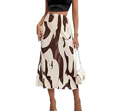 Verdusa Women's High Waist Graphic Print A Line Pleated Long Skirt | Amazon (US)