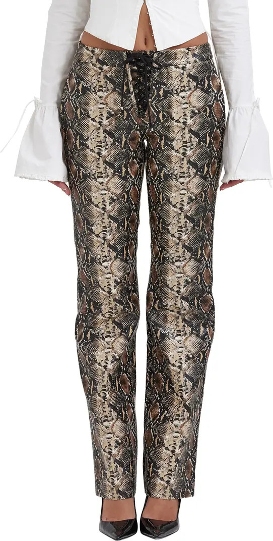 Sernia Lace-Up Faux Leather Trousers | Nordstrom