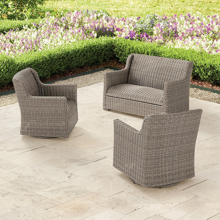 Montville Outdoor Outdoor Loveseat Swivel Set - Grey - Grandin Road | Grandin Road