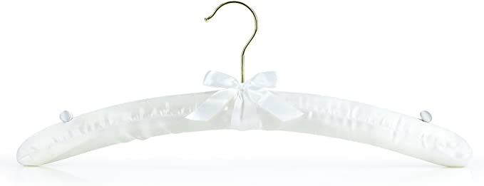 Hangerworld White 17inch Satin Padded Top Garment Wedding Clothes Coat Hangers with Buttons | Amazon (US)