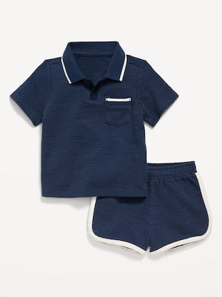 Textured-Knit Collared Pocket Shirt and Shorts Set for Baby | Old Navy (US)