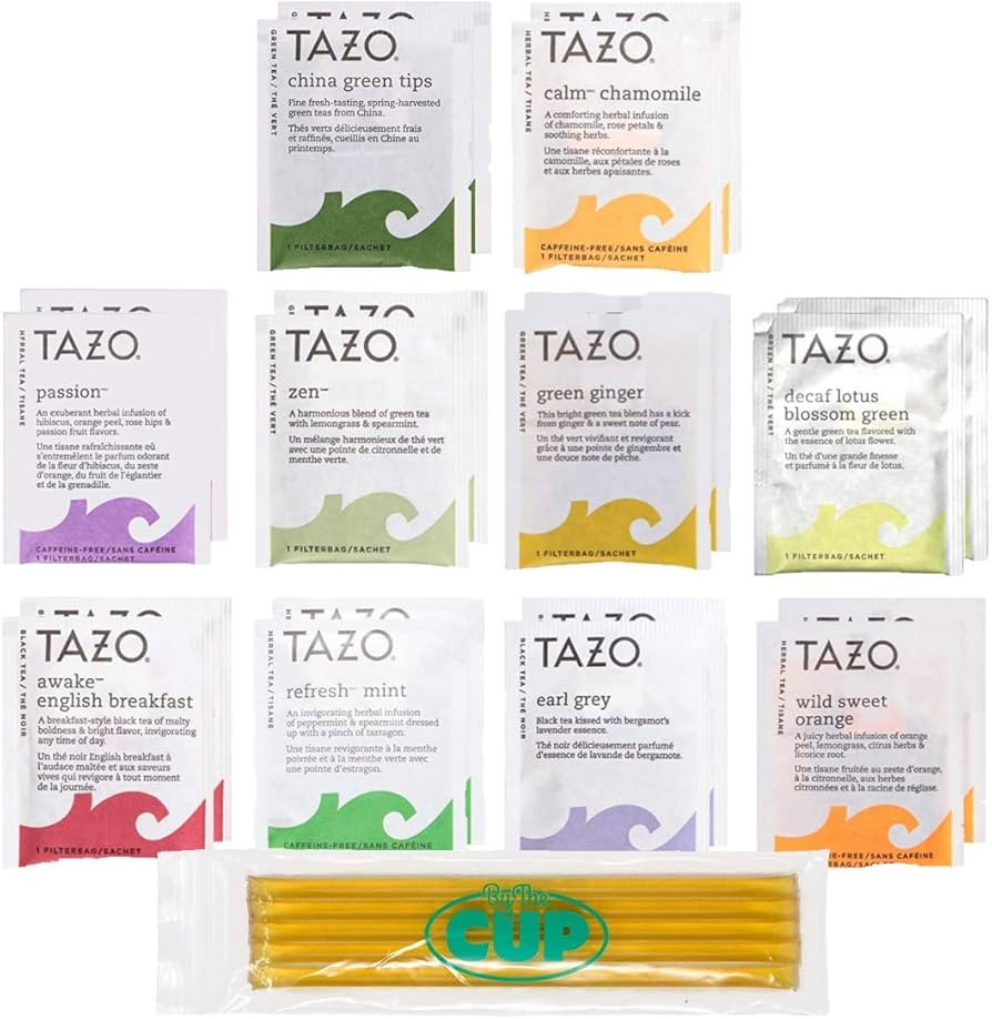 By The Cup Tazo Tea Bags Sampler Variety Gift Box with By The Cup Honey Sticks, 10 Different Flav... | Amazon (US)