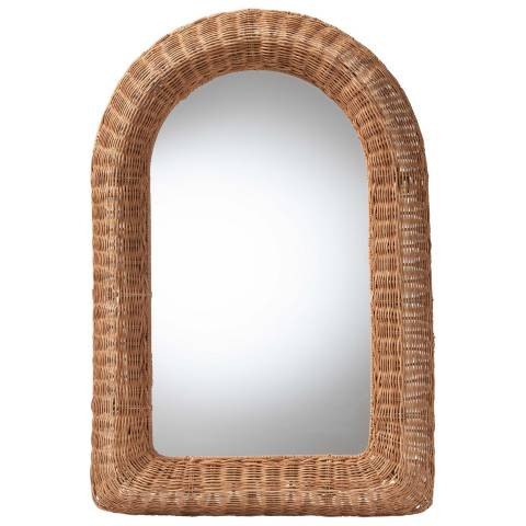 bali & pari Brisia Arched Rattan Handwoven Wicker Framed Wall Mirror - #0959P | Lamps Plus | Lamps Plus