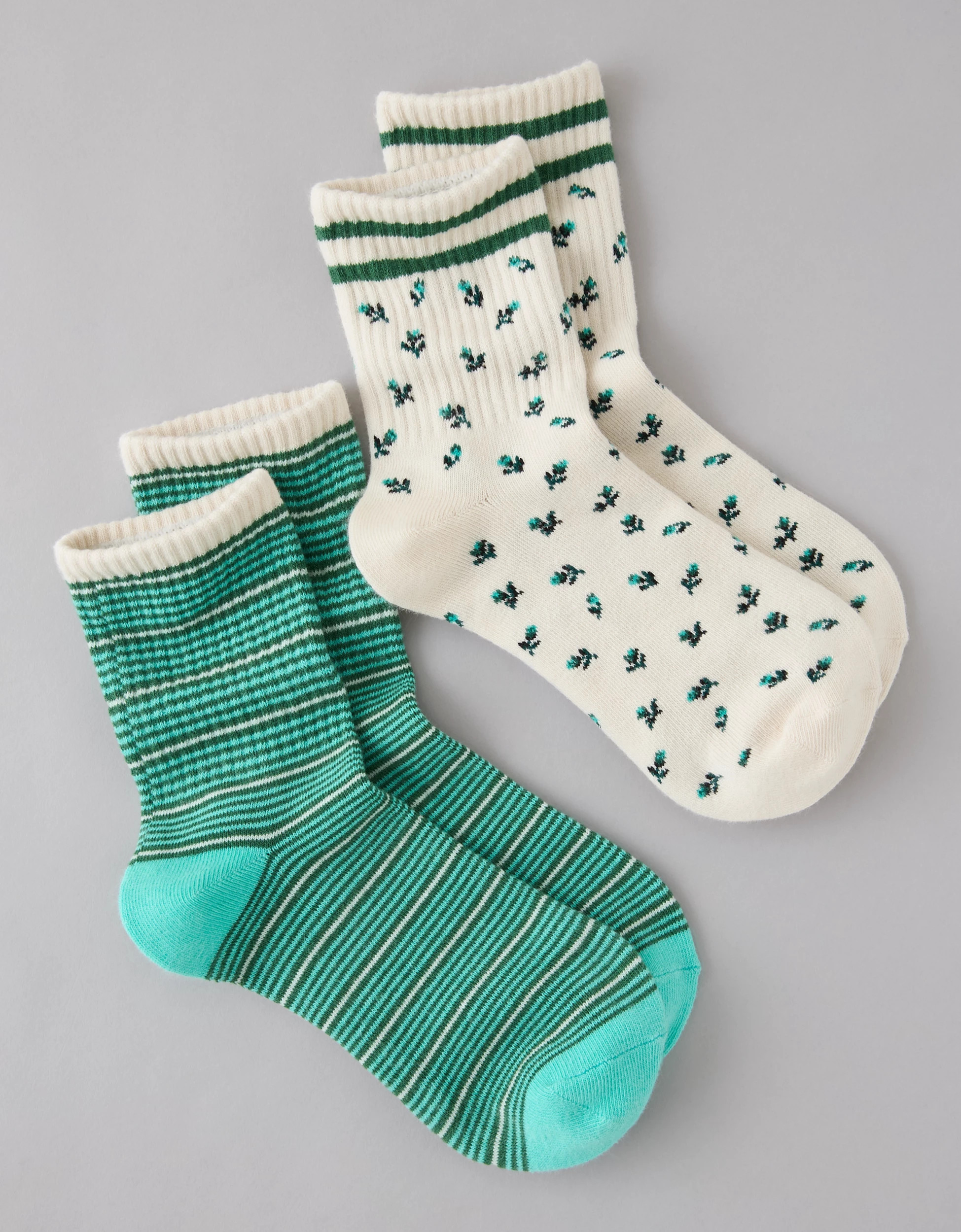 AE Graphic Cropped Crew Socks 2-Pack | American Eagle Outfitters (US & CA)