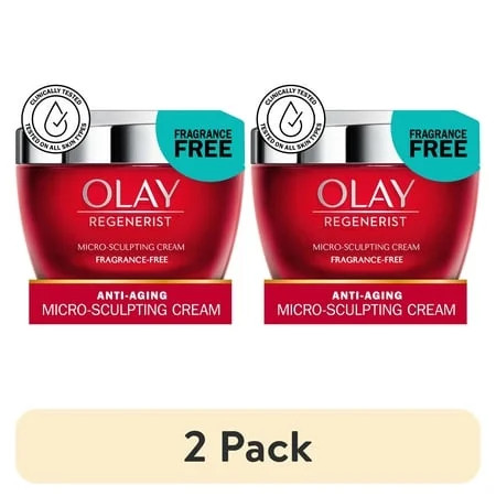 (2 pack) OLAY REGENERIST Anti-Aging Face Cream, Hydrating, Anti-Wrinkle, Firming Moisturizer, Fragrance Free, Skin Care with Triple Collagen Peptide & Niacinamide | Walmart (US)
