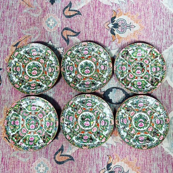 Antique Rose Canton Handpainted Porcelain Plates SET | Etsy | Etsy (US)