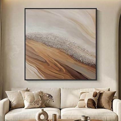Extra Large Framed Neutral Abstract Wall Art for Living Room, Oversized Square Modern Canvas Prin... | Amazon (US)
