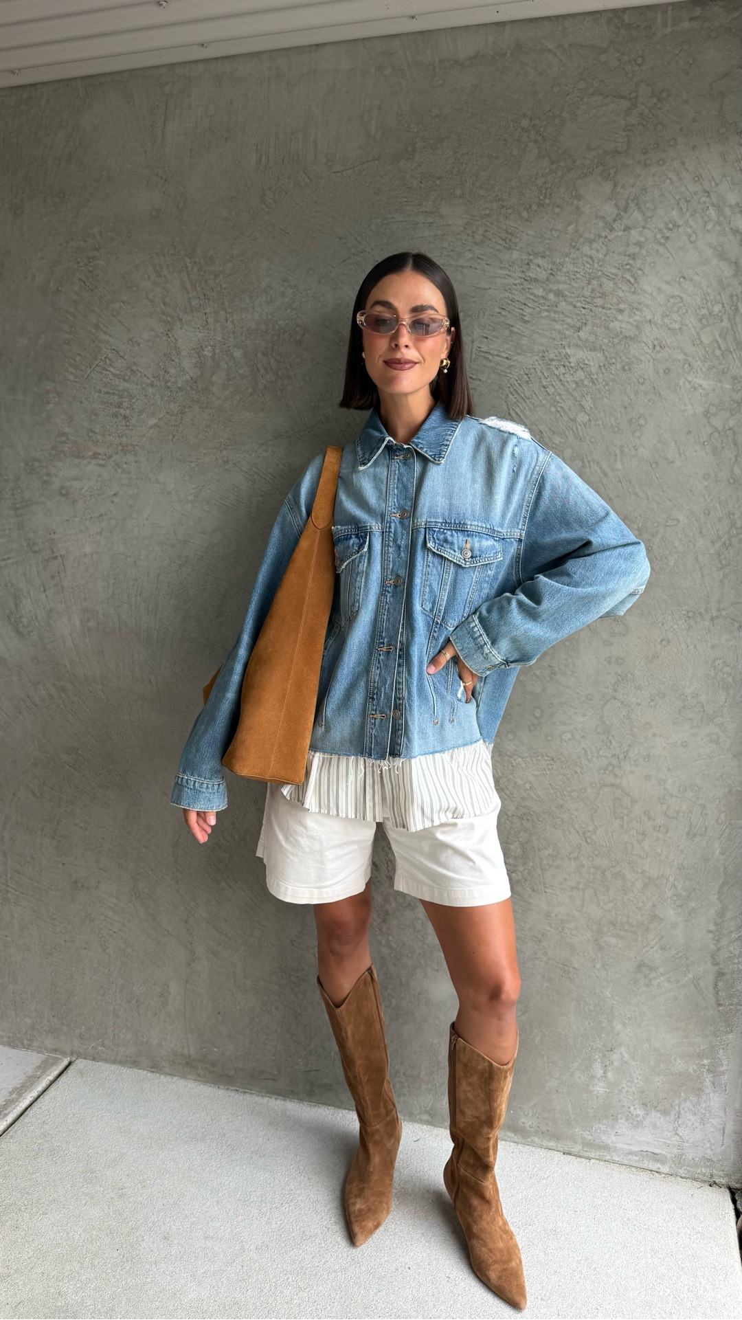 As we approach the change of season into Autumn I’m dreaming of outfit combinations that I’ll be wearing in repeat. Loving this denim and suede mix - the shirt layered under the denim creates some interest to the outfit. I’ve kept it with lighter tones in the shorts and sunglasses for a daytime look. My jacket is old Zara and the boots are Zoe Kratzman - similar items linked 

#LTKautumn #LTKaustralia #LTKstyletip