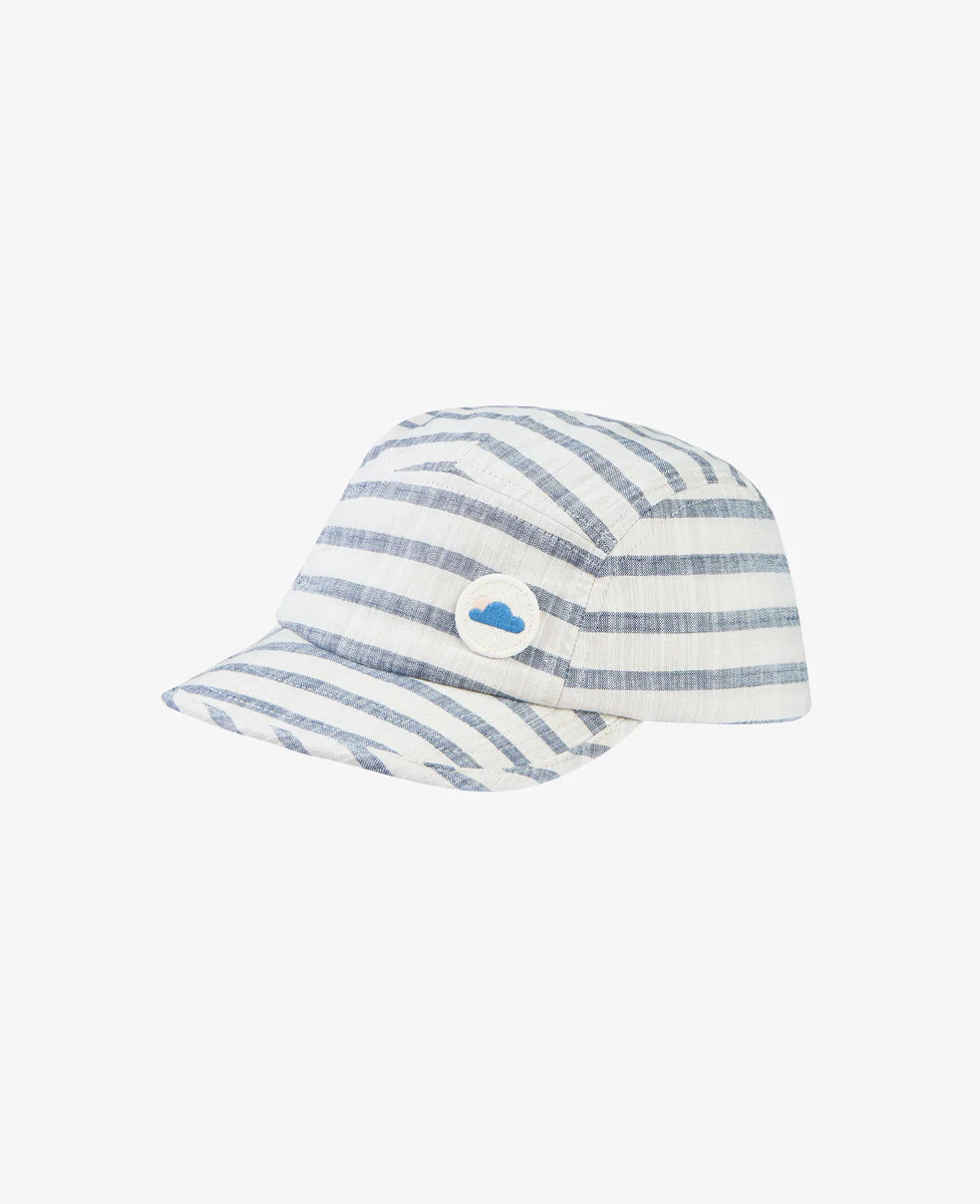 Cotton Wide Stripe Cap - Nautical Stripe | Petite Revery