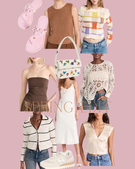 Shopbop spring new arrivals 
Top bag Tory Burch sandals blouse cardigan 

#LTKSeasonal #LTKfindsunder100