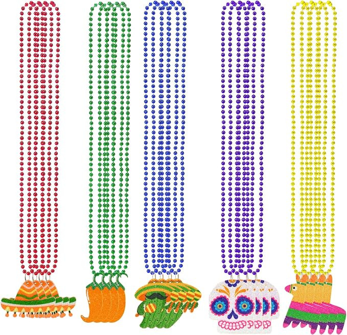 20Pcs Cinco De Mayo Decorations Fiesta Party Favors Fiesta Beaded Necklaces for Mexican Birthday ... | Amazon (US)