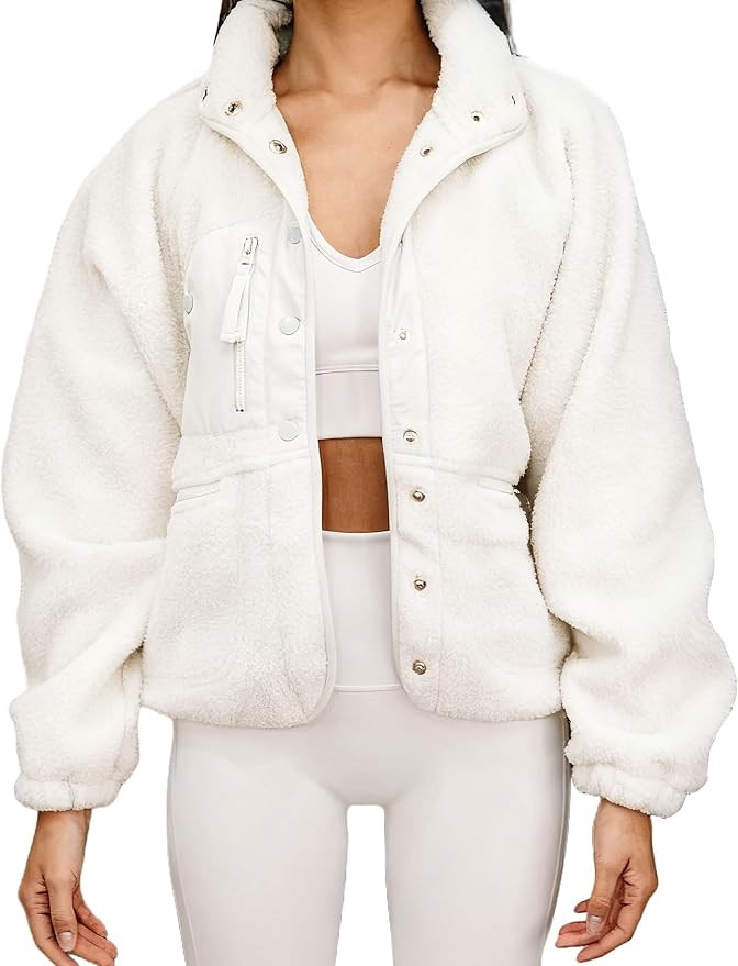Aoang Womens Winter Coats Casual Lapel Long Sleeve Fleece Faux Fur Jacket | Soft Fluffy Sherpa wi... | Amazon (US)