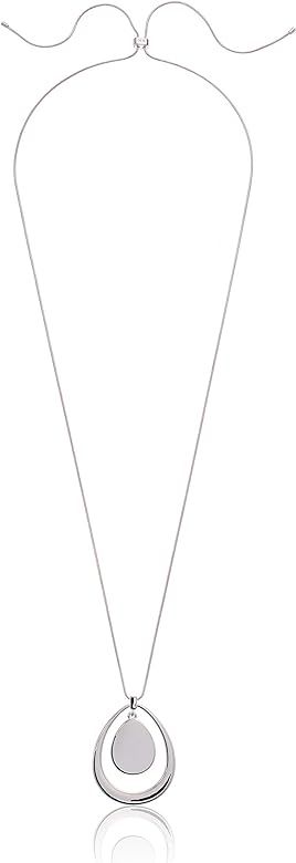 Nine West Women's Silver Adjustable Pendant Necklace, 40" L | Amazon (US)