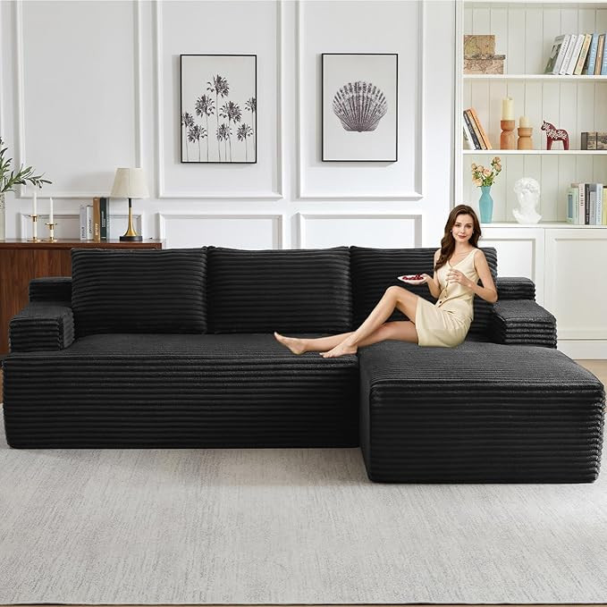 96" Modular Sectional Sofa Couches L-Shape Couch 3 Seat Modular Sofa Corduroy Memory Foam Section... | Amazon (US)