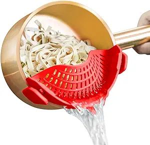 Clip On Strainer Silicone for all Pots and Pans, AUOON Pasta Strainer Clip on Food Strainer for M... | Amazon (US)