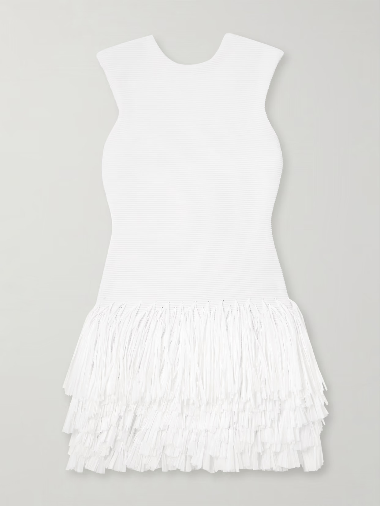 Aje - Rushes Raffia-trimmed Ribbed-knit Mini Dress - White | NET-A-PORTER (US)
