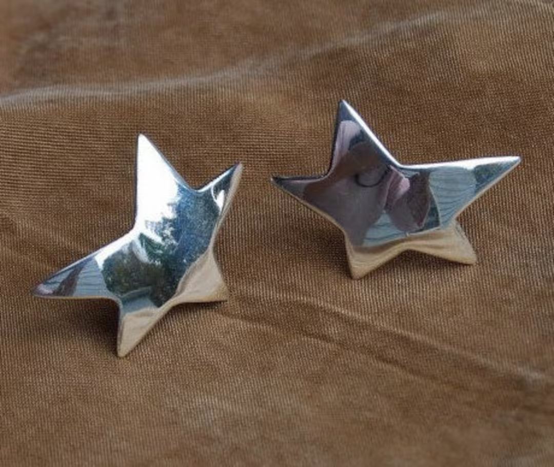 Large Star Earrings, Silver Stars, Sterling 5 Pointed Stars, Celestial Earring, Stellar Post Earr... | Etsy (US)