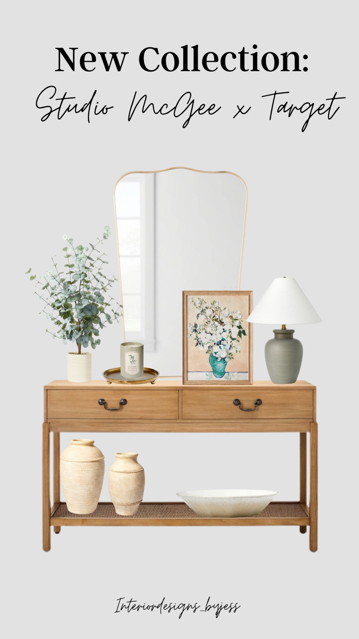 Target Studio McGee new spring launch. It’s official i need this console table. You can style it anyway and it looks beautiful. Here is my second take on it with whole new pieces from the collection 
Console table, entryway table, table lamp, vintage art, greenery, spring home decor, brass candle plate, brass home decor, candles, vases, pottery, vintage vases, vessels, decorative bowls, gold mirror

#LTKsalealert #LTKhome #LTKSeasonal
