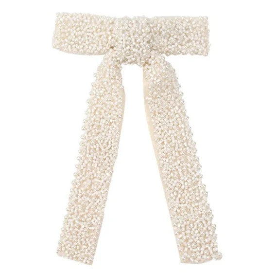 Pearl Barrette Beaded Bridal Bow | Etsy | Etsy (US)