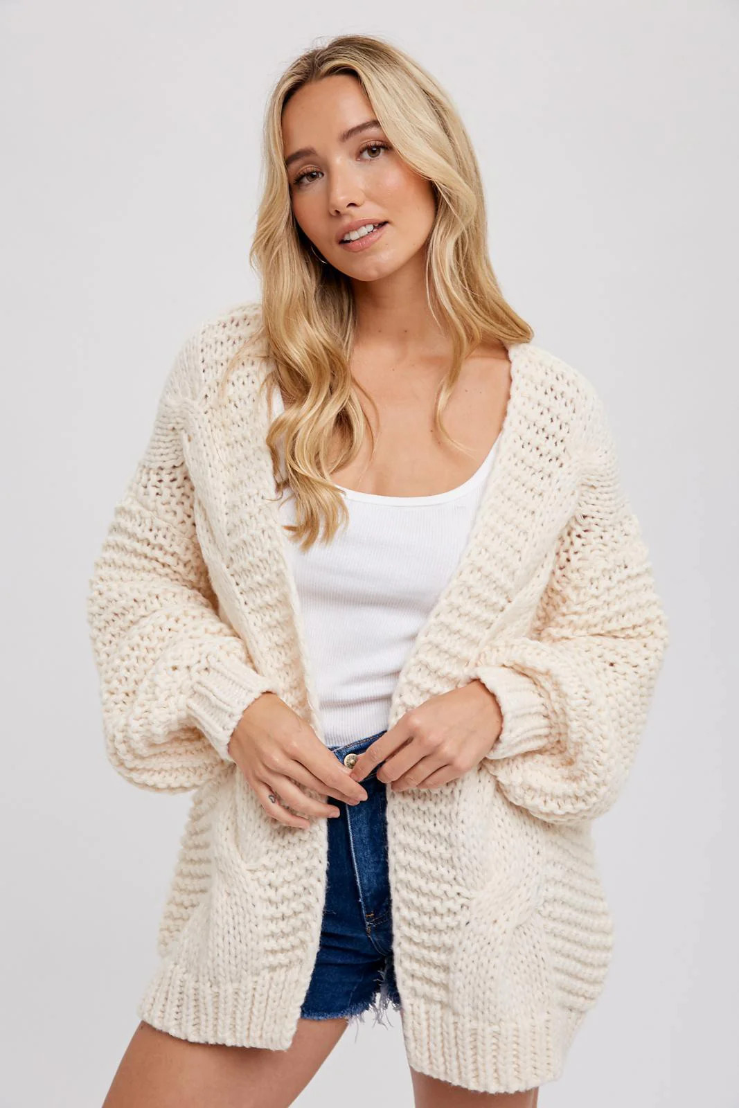 Cream Chunky Knit Cardigan | PinkBlush Maternity