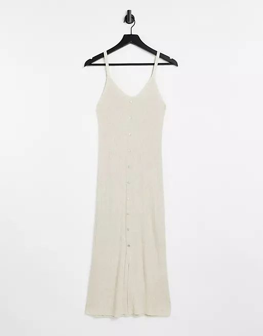Object Lucilla sleeveless knitted dress in beige | ASOS (Global)