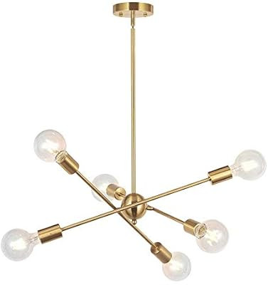 Amazon.com: BONLICHT Modern Sputnik Chandelier Lighting 6 Lights Brushed Brass Chandelier Mid Cen... | Amazon (US)