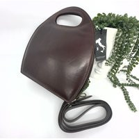 Brown Italian Leather Handbag - Minimalist Tote With Elegant Cutout Handle | Etsy (US)