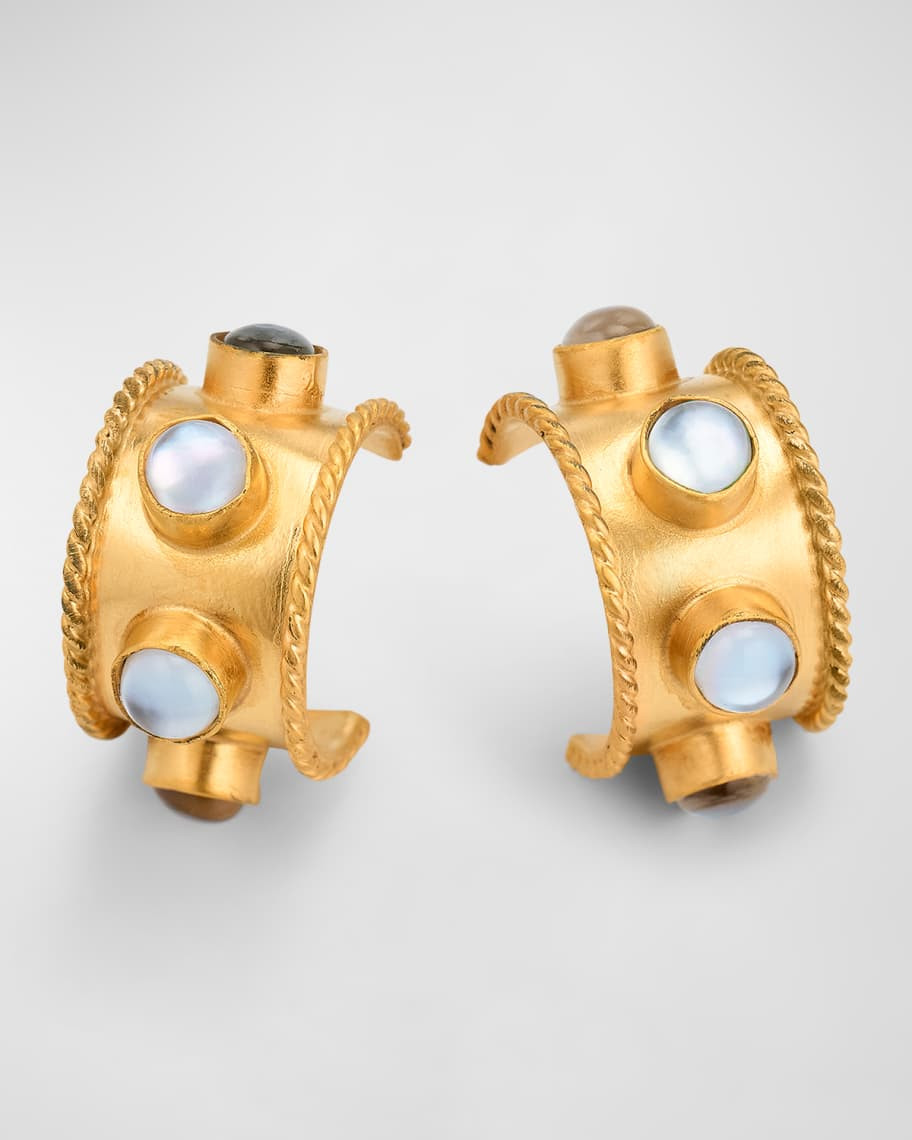 18K Gold-Plated Mother-of-Pearl Huggie Hoop Earrings | Neiman Marcus