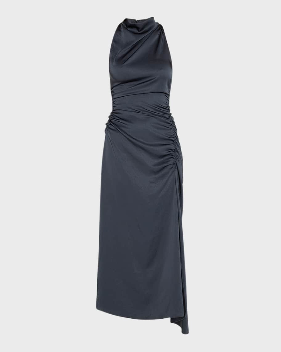 A.L.C. Inez Draped High-Neck Midi Dress | Neiman Marcus