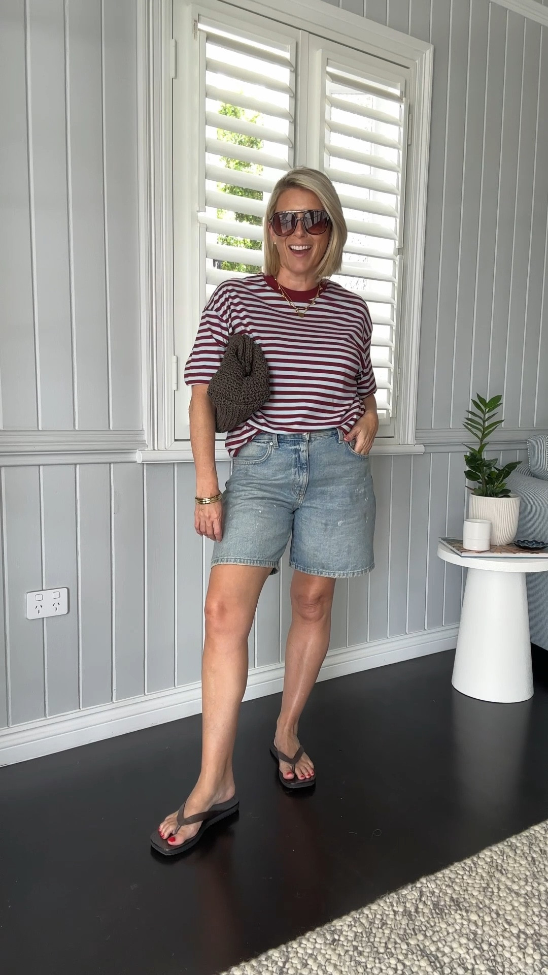 A boxy tee and denim shorts paired with chocolate accessories for a casual weekend look. 

Tee: M
Shorts: 28 (colour: Vincent blue)

#LTKsale #LTKsummer #LTKaustralia