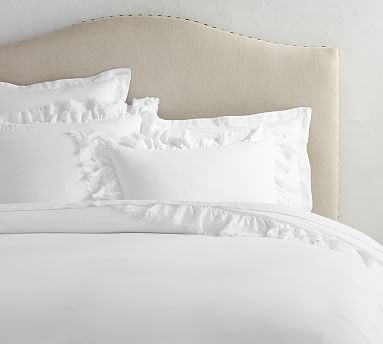 Double Ruffle Duvet Cover, King/Cal. King, White | Pottery Barn (US)