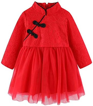 Mud Kingdom Cute Little Girls Lace Dress Long Sleeve Chinese New Year | Amazon (US)