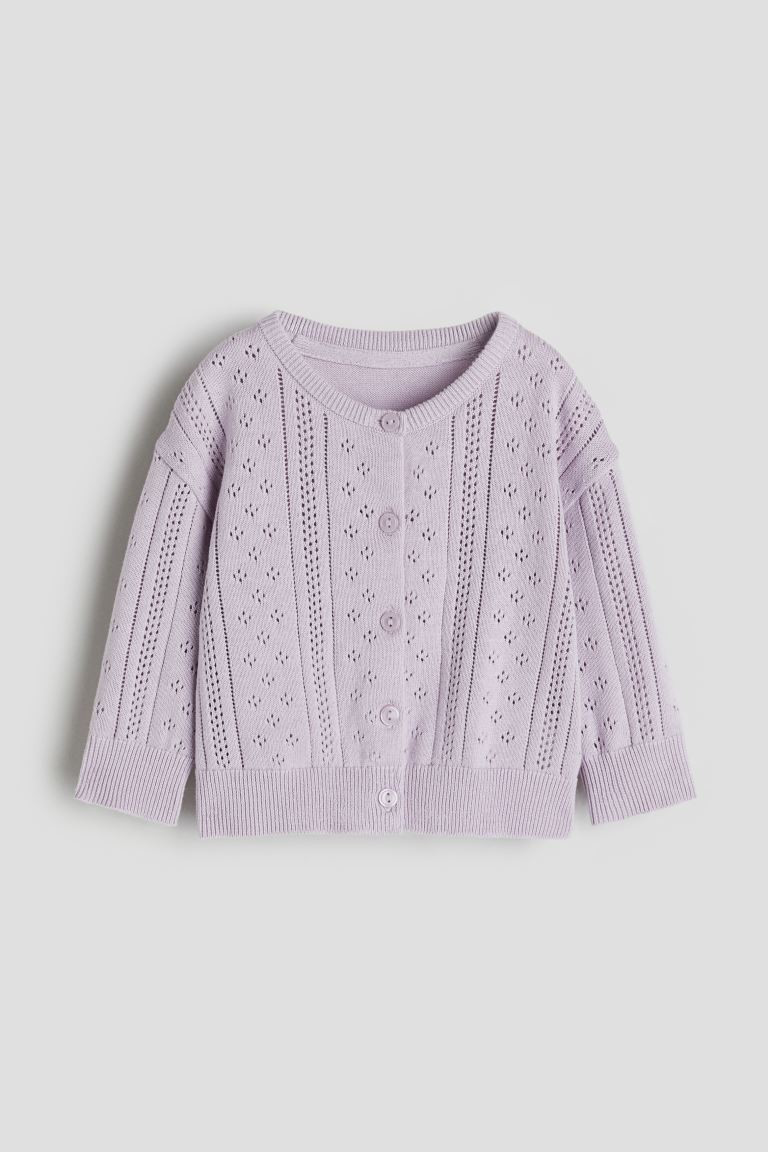 Pointelle-knit Cardigan - Light dusty purple - Kids | H&M US | H&M (US + CA)