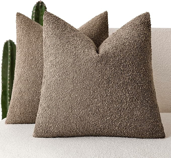 Foindtower Pack of 2 Textured Boucle Throw Pillow Covers Accent Solid Decorative Pillow Cases Coz... | Amazon (US)