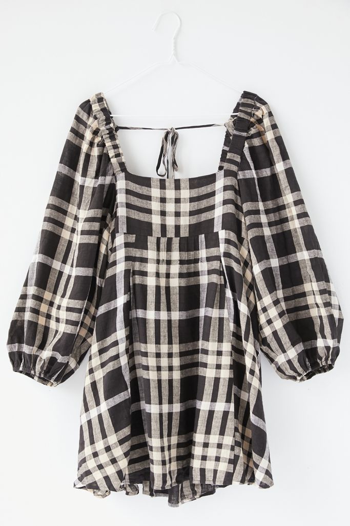 UO Rosie Plaid Short Sleeve Frock Dress | Urban Outfitters (US and RoW)