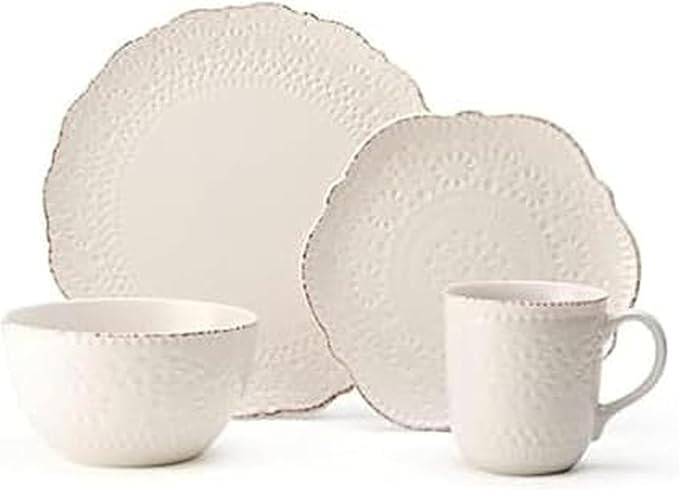 Pfaltzgraff Chateau Cream 16-Piece Stoneware Dinnerware Set, Service for 4, Off White | Amazon (US)