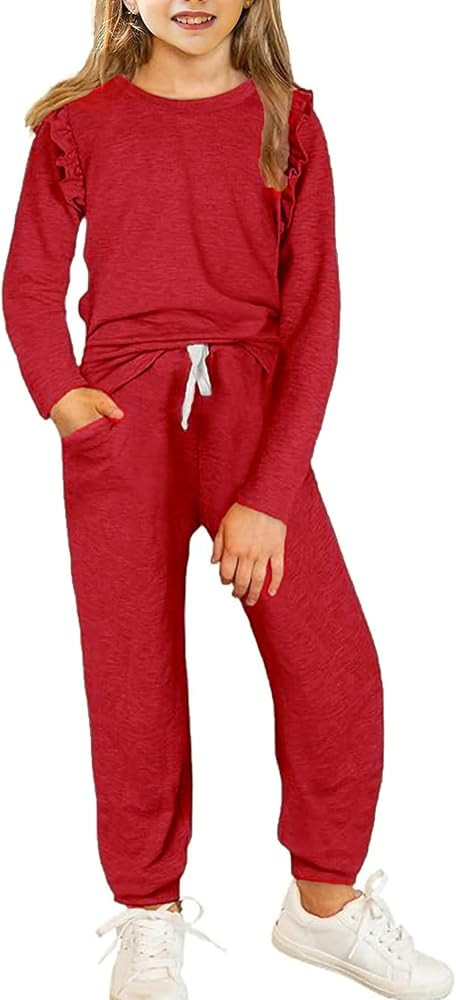 Yekaty Kids Girls Clothes Stylish Ruffled Tops and Pants with Pockets Clothing Sets 2 Piece Outfi... | Amazon (US)
