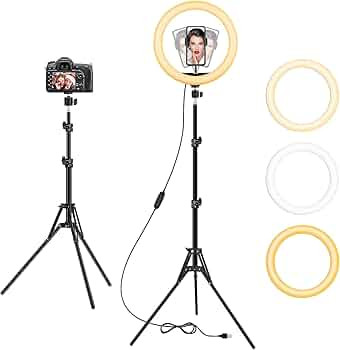 12.6" Selfie Ring Light with Stand and Phone Holder, Led Ring Lights for YouTube/Tiktok/Twitch Vi... | Amazon (US)