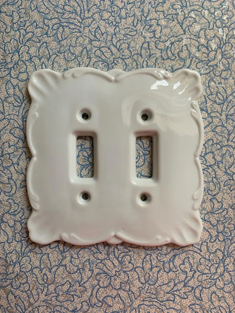 Vintage White Porcelain ceramic double Switch Plate Cover /  Made in Japan / grand millennial coa... | Etsy (Global)