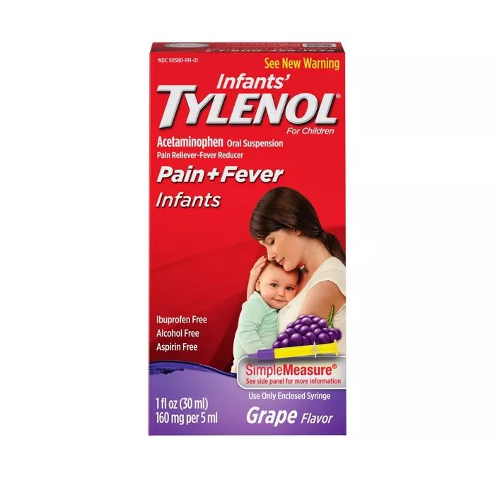 Infants' Tylenol Pain Reliever+Fever Reducer Liquid - Acetaminophen - Grape | Target