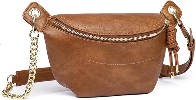 PU Leather Fanny Pack Crossbody Sling Bag for Women - Trendy Belt Bag with Adjustable Strap, Ligh... | Amazon (US)