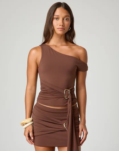 Off Shoulder Buckle Draping Top | Glassons (Australia)