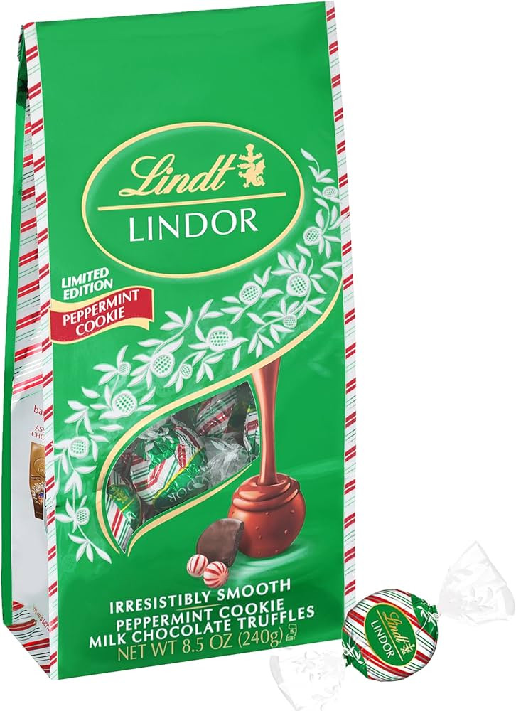 Lindt LINDOR Holiday Limited Edition Peppermint Cookie Milk Chocolate Candy Truffles, Milk Chocol... | Amazon (US)