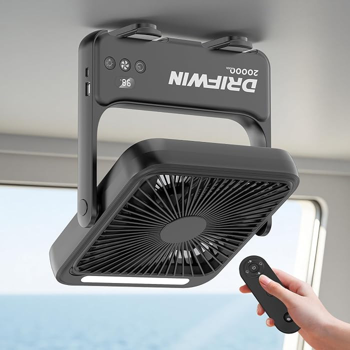 20000mAh Magnetic Cruise Approved Fan with Night Light, Ultra-Slim Travel Fan, 4-Speed, Hook Desi... | Amazon (US)