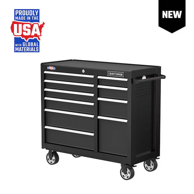 CRAFTSMAN 2000 Series 41-in W x 37.5-in H 10-Drawer Steel Rolling Tool Cabinet (Black) | Lowe's