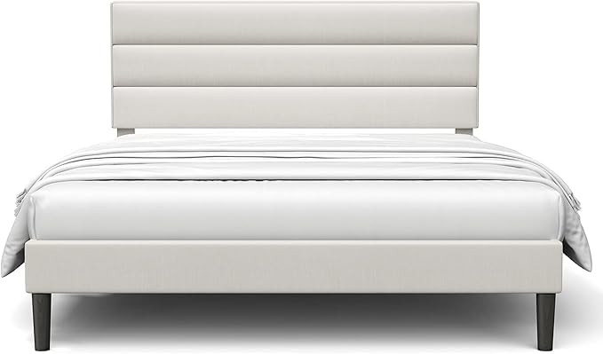 BONSOIR Queen Size Bed Frame Modern Horizontal Panel Upholstered Low Profile Platform with Tufted... | Amazon (US)