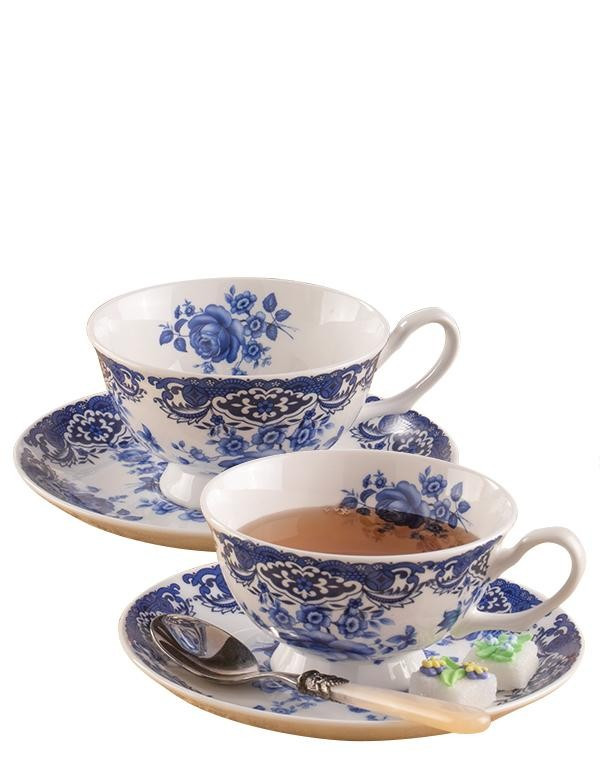 Blue Swansea Teacup Set | Victorian Trading Co.