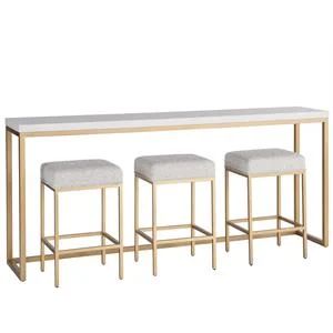 Miranda Kerr Metal Console Table in Gold with White Top | Cymax